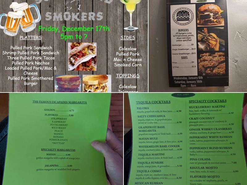 Escapades Menu