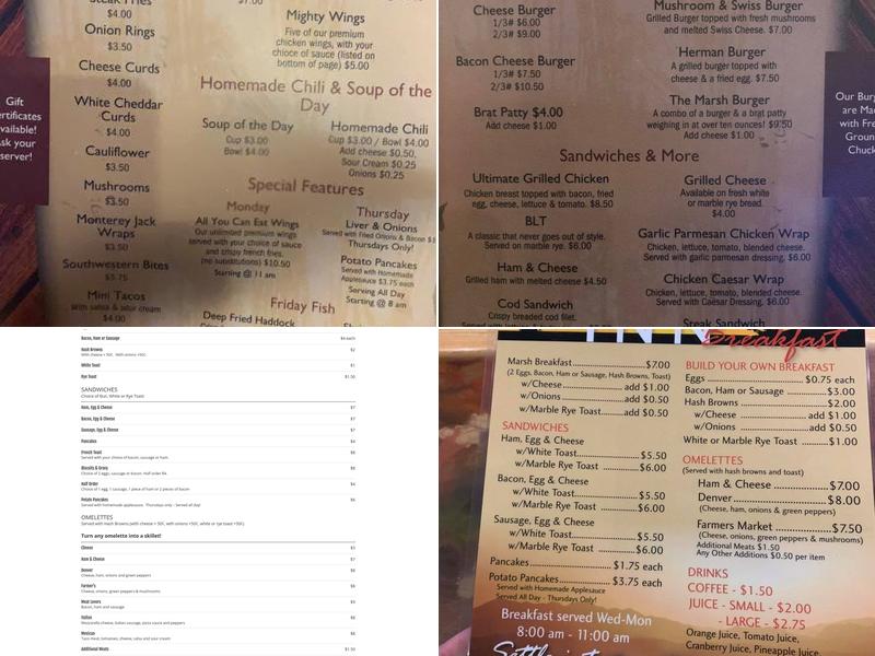 Marsh Inn Menu