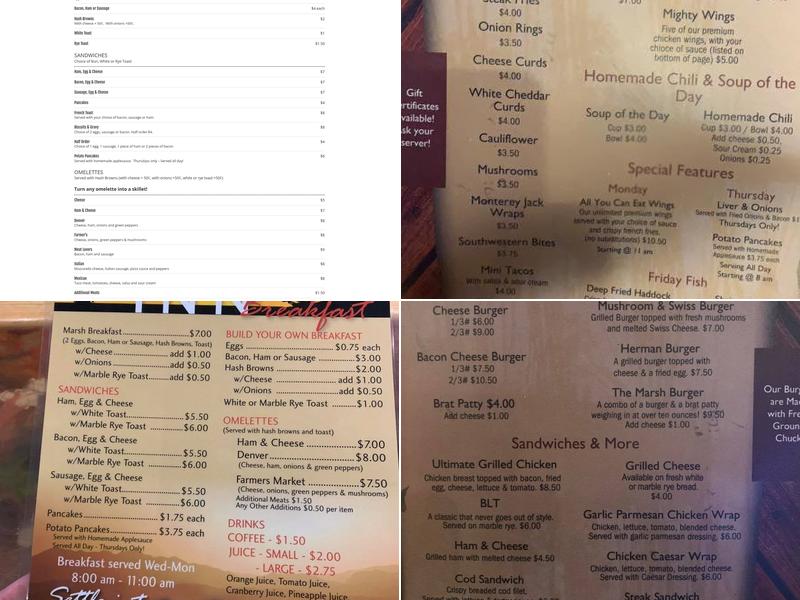 Marsh Inn Menu