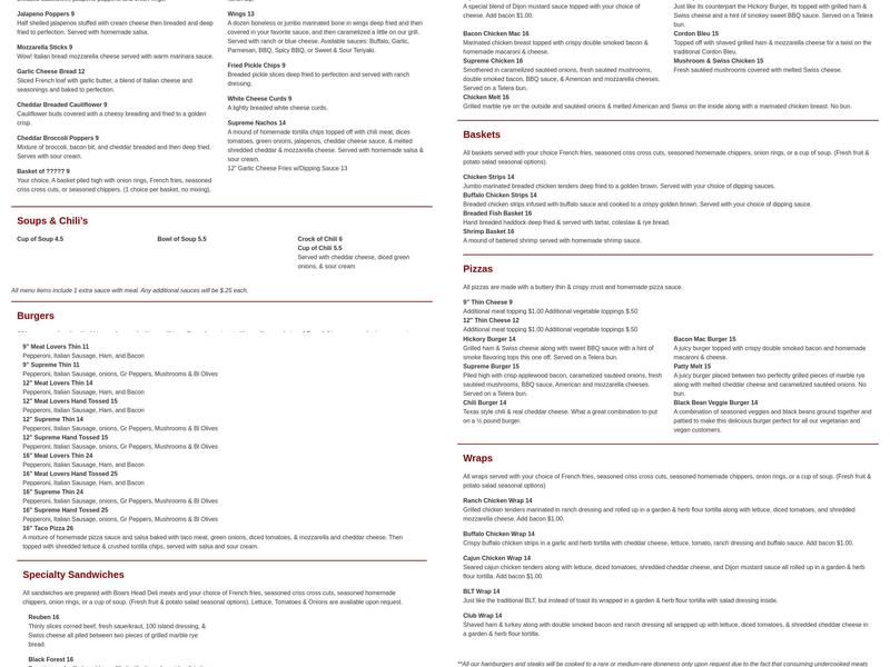 Jackson Point Sports Grill & Banquet Menu