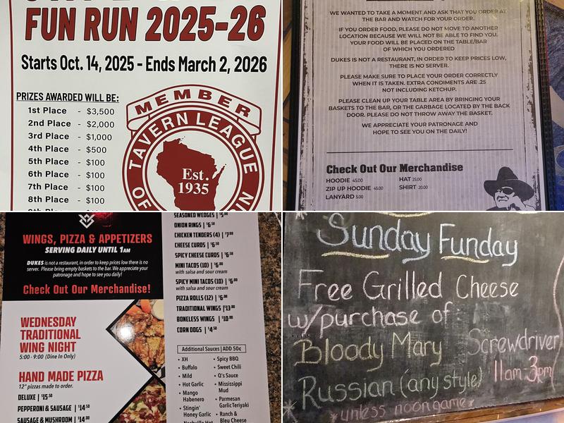 Dukes Food & Spirits Menu