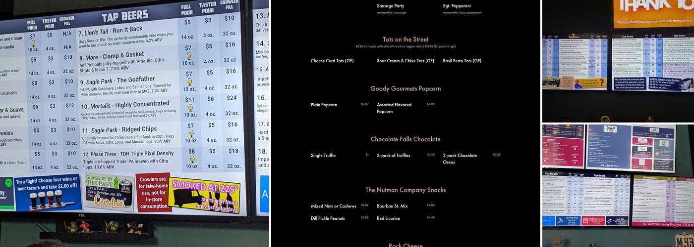 Three Cellars Menu