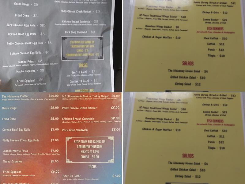 Hideaway Menu