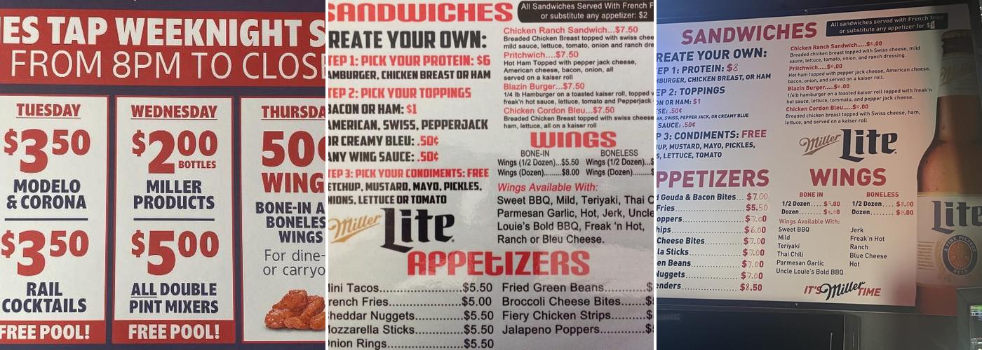Sidelines Tap Menu