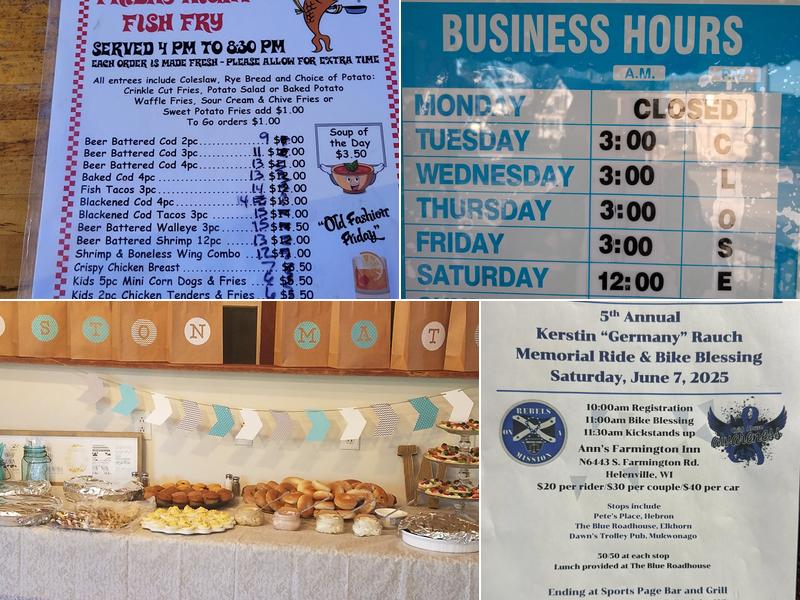 Ann’s Farmington Inn Menu