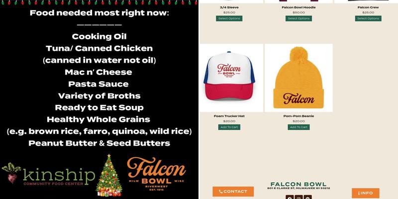 Falcon Bowl | Historic Bowling Alley & Banquet Hall Menu