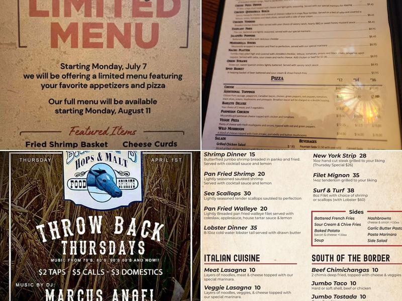 Barley's Hops & Malt Menu