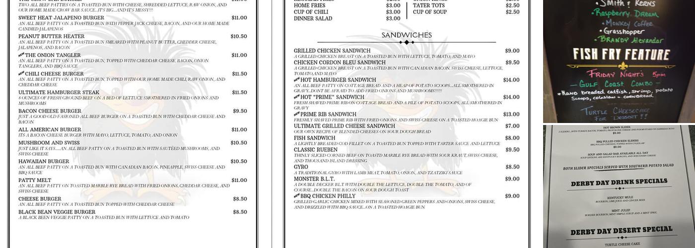 The Crow Bar Menu