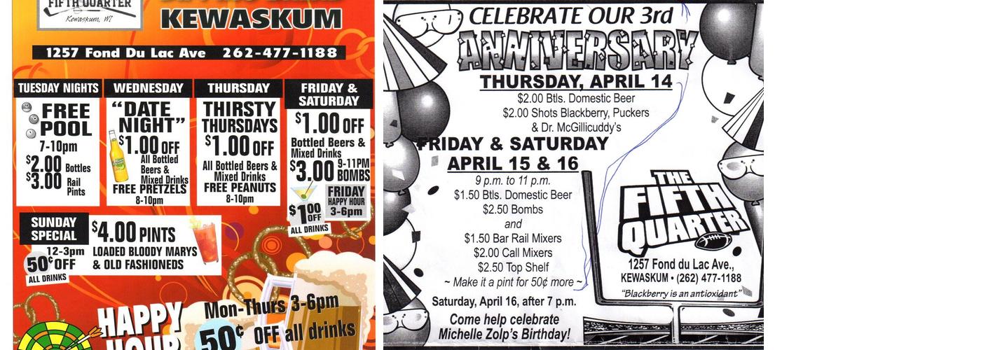 Rt 5th quarter Menu