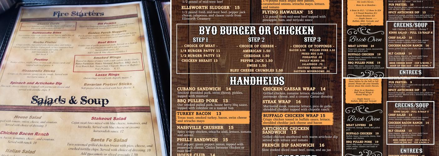 Cheap Andy's Saloon Menu