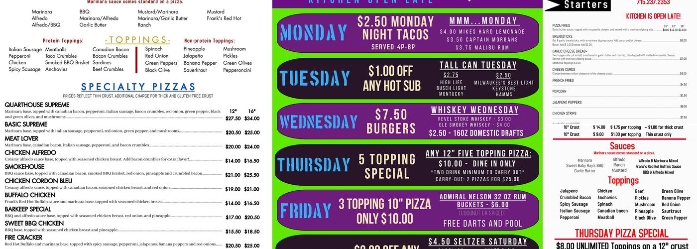 The Quarthouse Menu