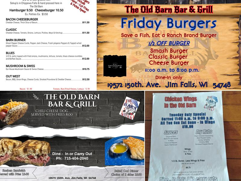 The Old Barn Bar & Grill Menu