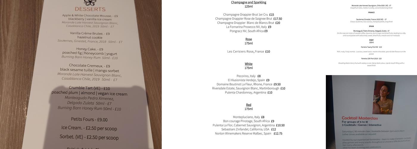 Chapter Edgbaston Menu