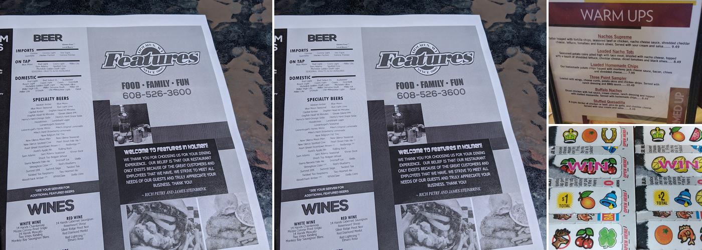 Features Sports Bar & Grill Menu