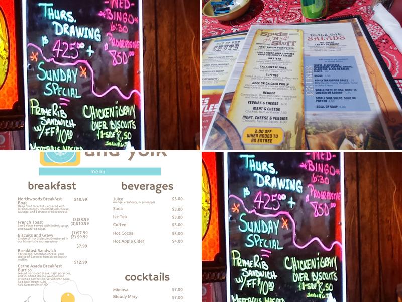 Black Oak Grill & Saloon Menu