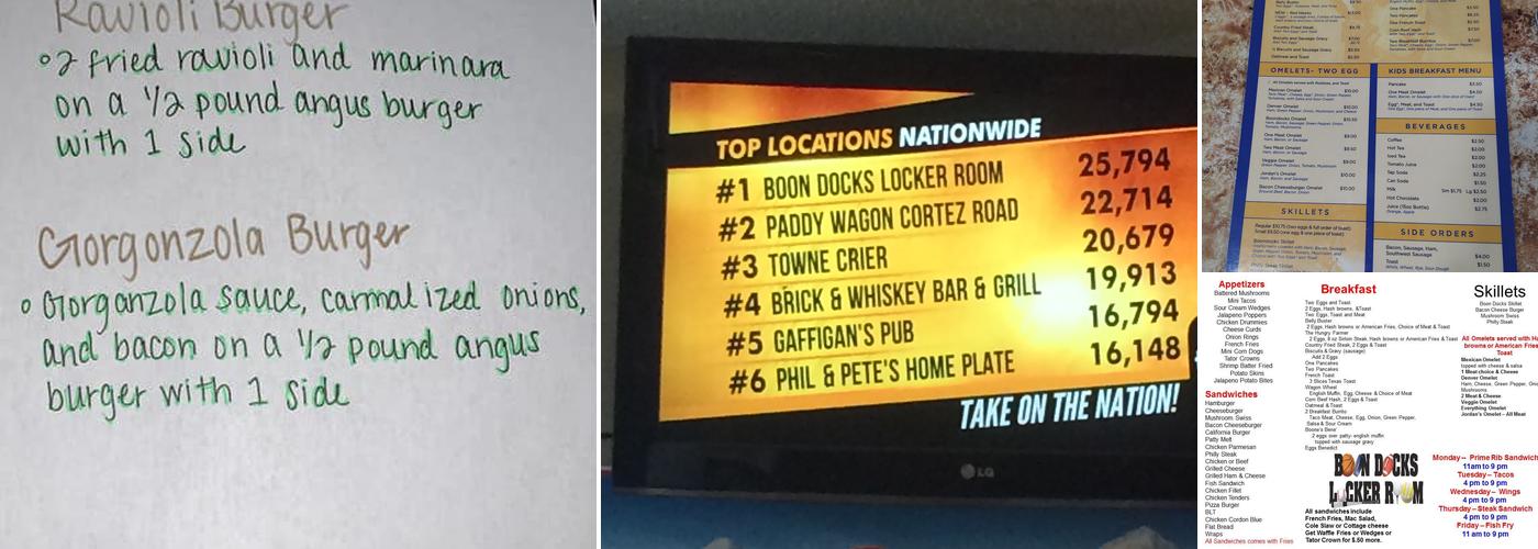 Boondocks Locker Room Menu