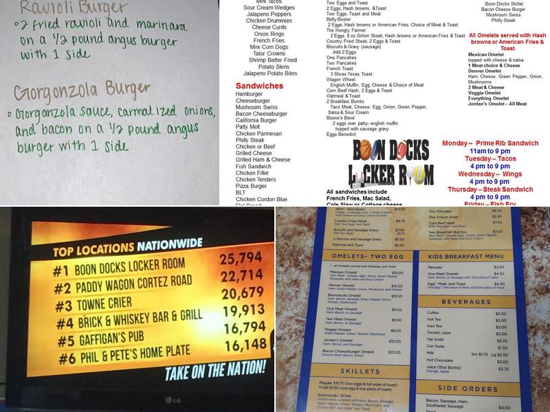 Boondocks Locker Room Menu