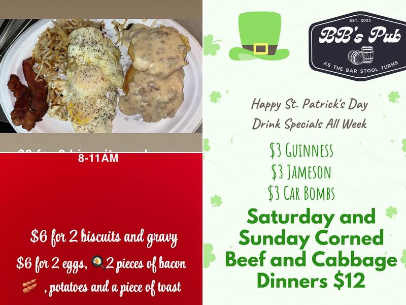 B B's Pub Menu