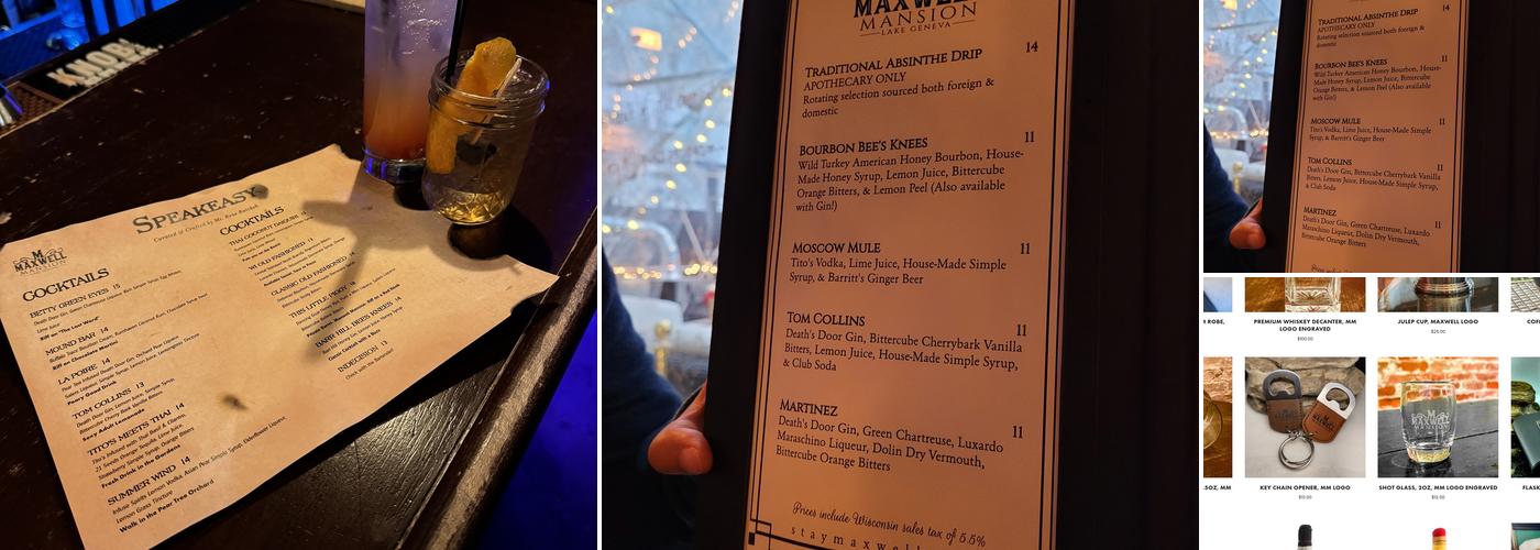 Maxwell Mansion Hotel Menu
