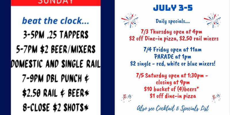 Mark's Bar Menu