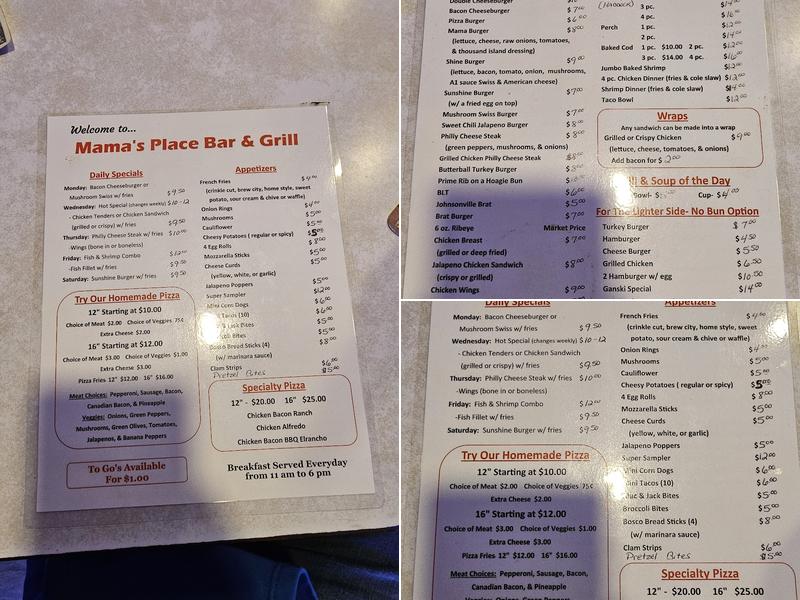 Mama's Place Menu