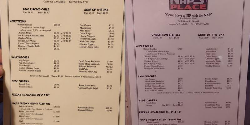 Nap's Place Menu