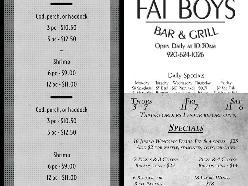 Fat Boys Menu