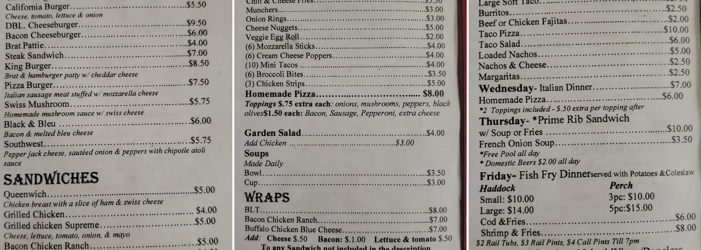 Korner Kitchen Menu