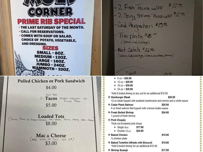 Moe's Corner Menu