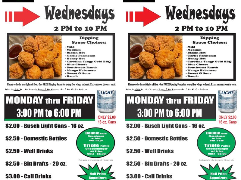 Shooter's North Menu