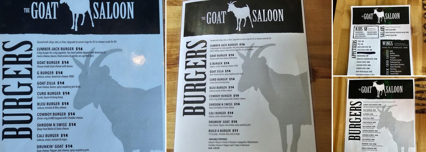 The Goat Saloon Menu
