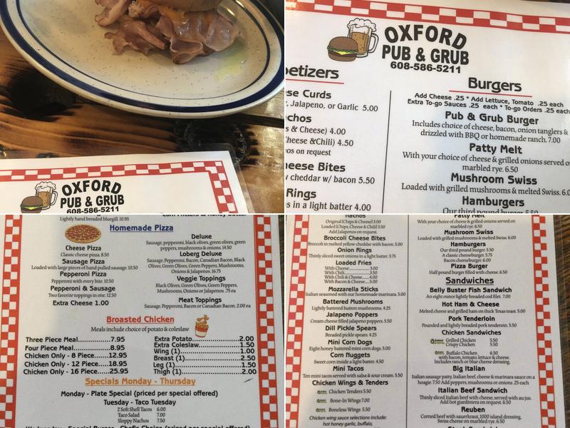 Oxford Pub & Grub Menu