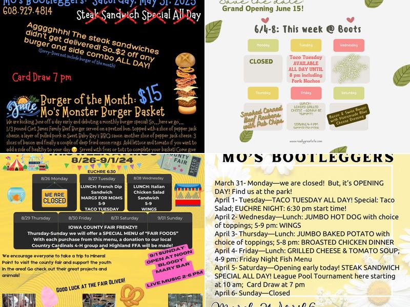 Bootleggers Menu