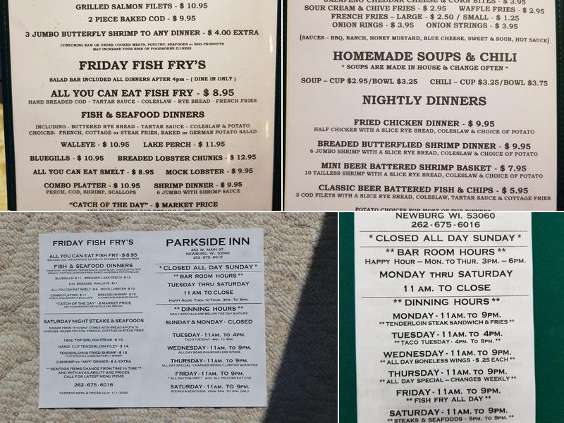 Parkside Inn Menu