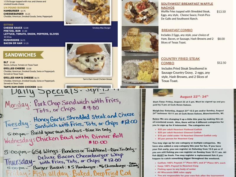 Cork Down Saloon Menu