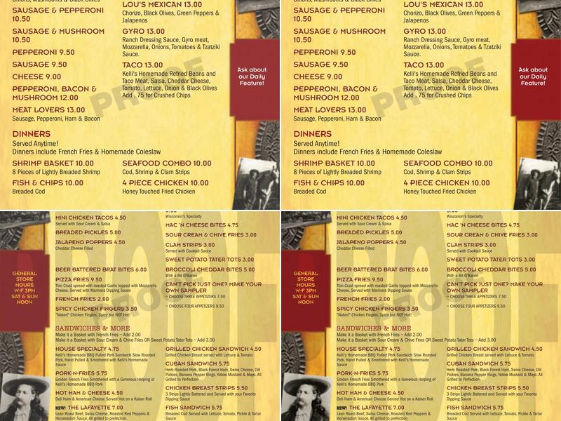 New Diggings General Store-Inn Menu