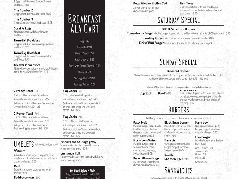 Red Pub Vale Menu