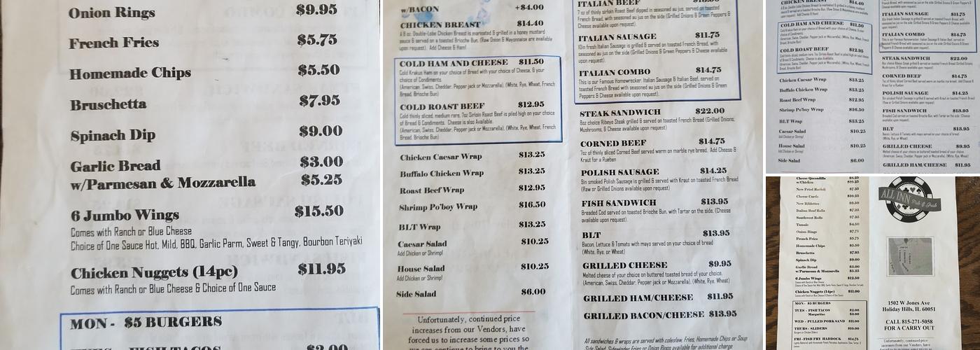 All Inn Pub & Grub Menu