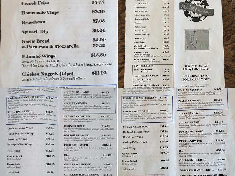 All Inn Pub & Grub Menu