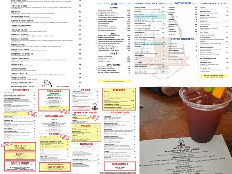 Lee's Pint & Shell Menu