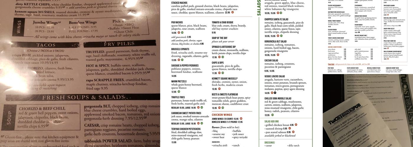 Two Stones Pub Wilmington Menu