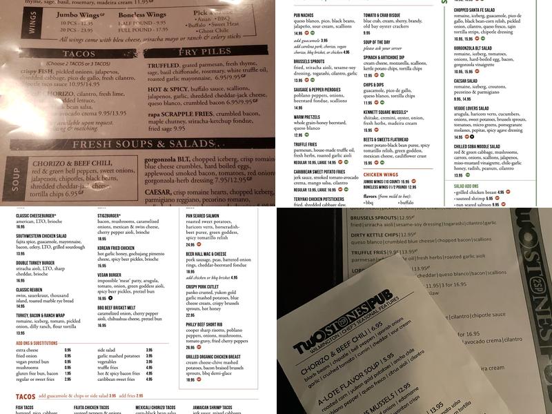 Two Stones Pub Wilmington Menu