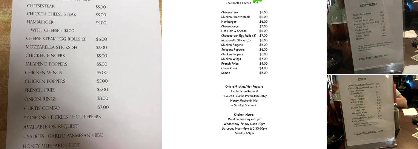 O'Connell's Tavern Menu