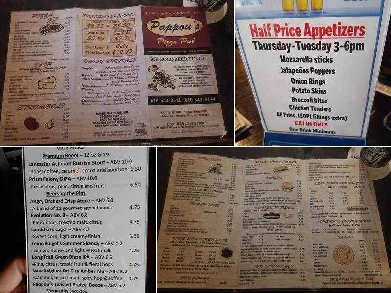 Pappou's Pizza Pub Menu