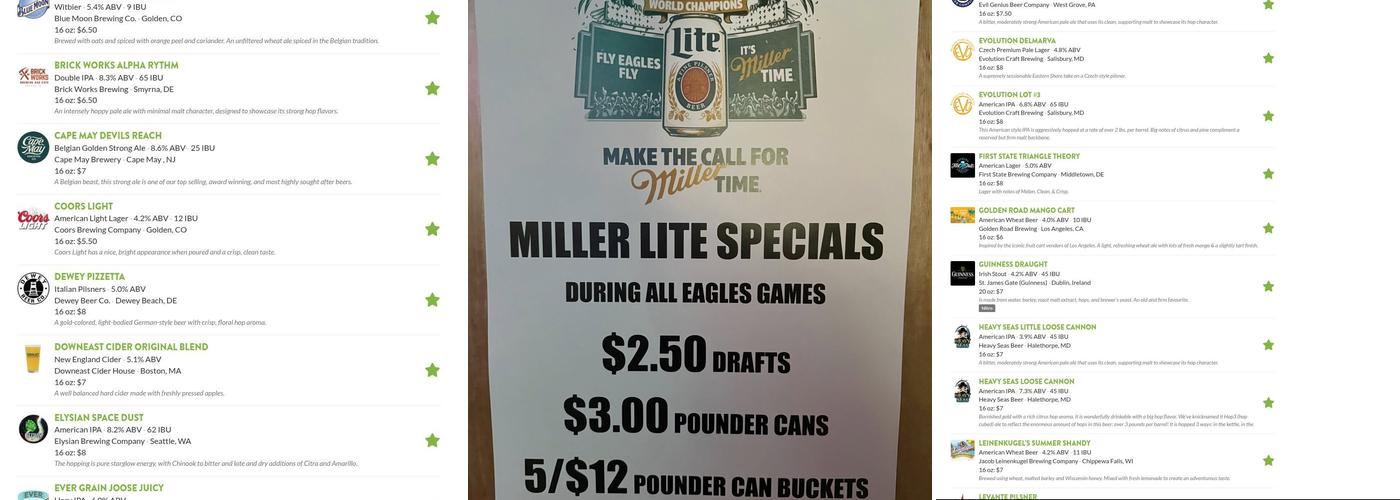 Throwbacks Sports Lounge Menu