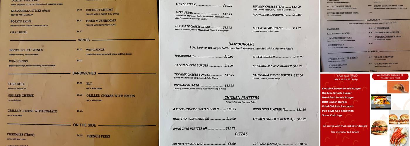 Raven's Nest Bar and Grill Menu