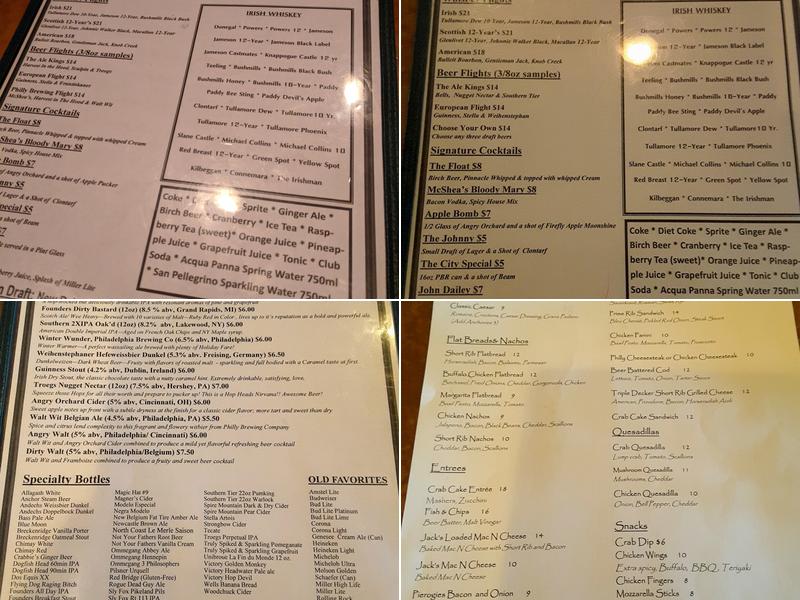 Jack McShea's Pub Menu