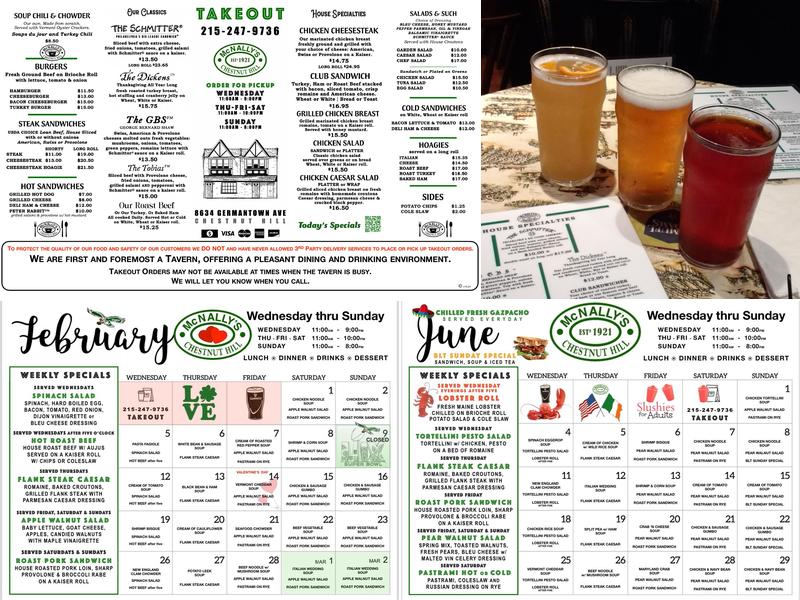 McNally's Tavern CHESTNUT HILL Menu