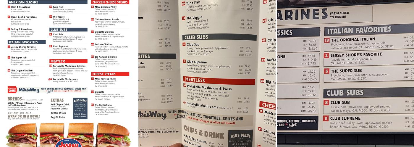Jersey Mike's Subs Menu