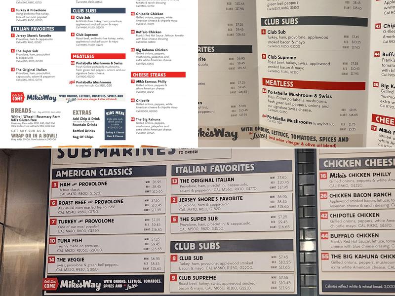 Jersey Mike's Subs Menu